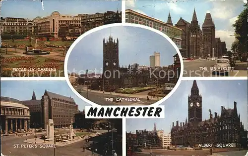 Manchester University Piccadilly Gardens Albert Square Cathedral Kat. Manchester