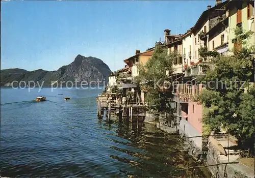 Gandria Lago di Lugano Panorama mit Monte San Salvatore Kat. Gandria