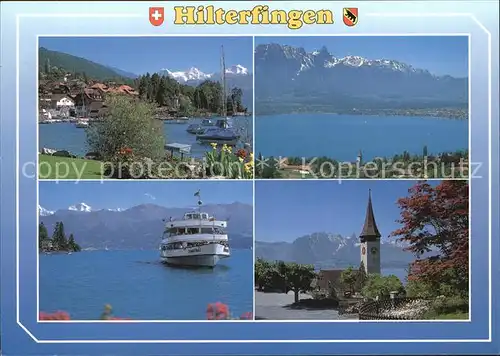 Hilterfingen Thunersee Personenschiff Kirche See Panorama