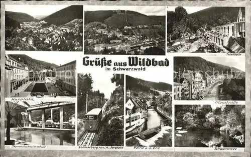 Wildbad Schwarzwald Olgastrasse Kurplatz Sommerberg Bergbahn Kat. Bad Wildbad