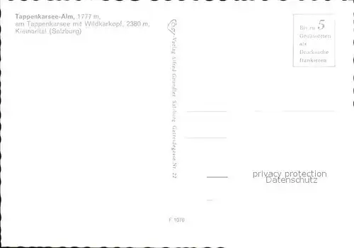 Kleinarl Tappenkarsee Alm Wildkarkopf  Kat. Kleinarl