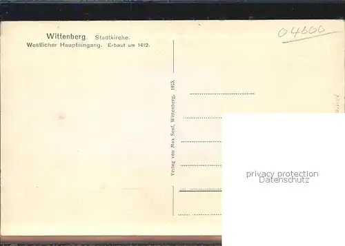 Wittenberg Lutherstadt Stadtkirche Kat. Wittenberg