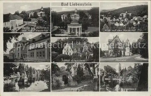 Bad Liebenstein Partie am Badehaus Hotel Kaiserhof Brunnen Postamt Kat. Bad Liebenstein