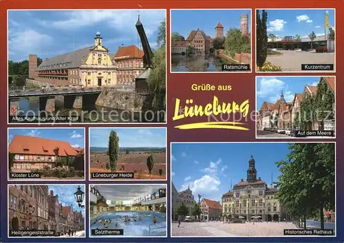 Lueneburg Altes Kaufhaus und Alter Kran Kloster Luene Salztherme Historisches Rathaus Kat. Lueneburg