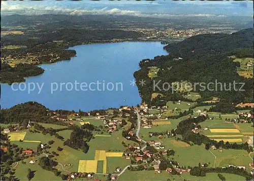 Reifnitz Maria Woerth Kaernten Woerther See Blick gegen Klagenfurt Fliegeraufnahme / Maria Woerth /Klagenfurt Land