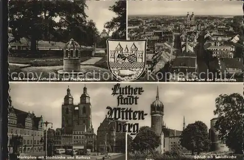 Wittenberg Lutherstadt Blick von Luthereiche zum Predigerseminar Stadtkirche Rathaus Kat. Wittenberg