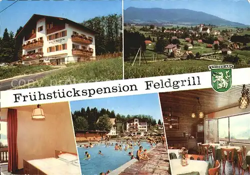 Steiermark Fruehstueckspension Feldgrill Panorama Schwimmbad Gastraum Zimmer Kat. Oesterreich