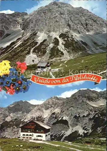 Pfeishuette mit Stempeljochspitze und Praxmarerkar Kaskar und Sonntagskarspitze Kat. Innsbruck