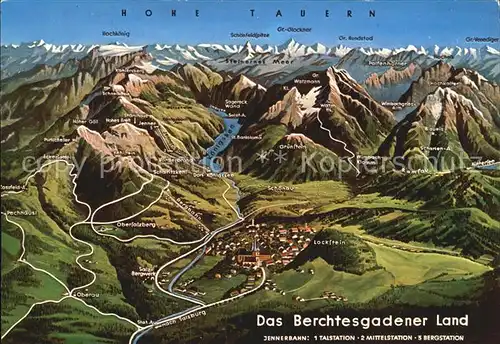 Berchtesgaden Panoramakarte Koenigsee und Hohe Tauern Kat. Berchtesgaden