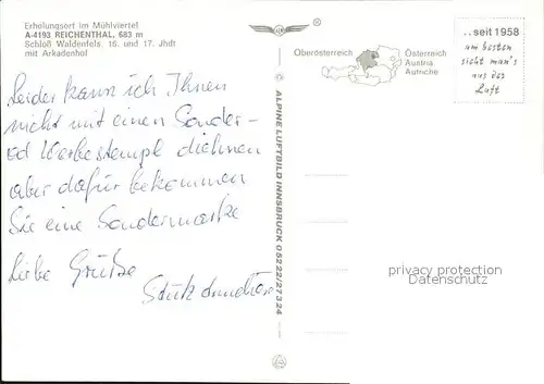 Reichenthal Schloss Waldenfels Fliegeraufnahme Kat. Reichenthal
