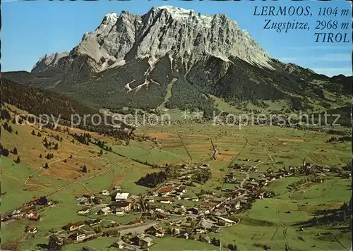 Lermoos Tirol mit Ehrwald und Zugspitze Fliegeraufnahme Kat. Lermoos