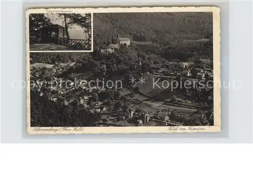 Schwarzburg Thueringer Wald Blick vom Trippstein Kat. Schwarzburg