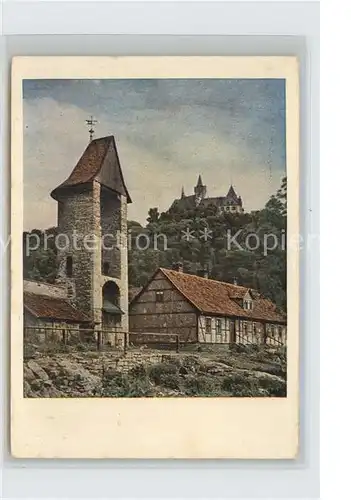 Wernigerode Harz Schloss mit altem Wehrturm Kat. Wernigerode