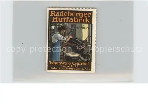 Radeberg Sachsen Hutfabrik Wagawa & Croenert Hutpresserei Kat. Radeberg