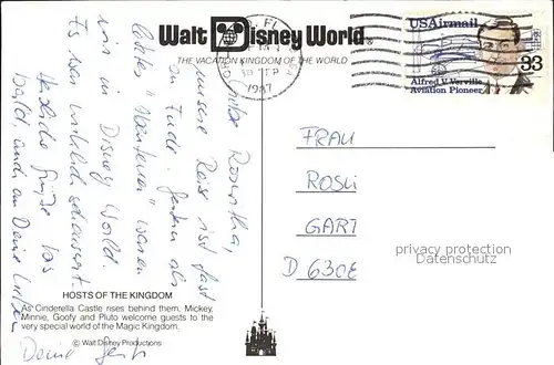 Walt Disney World Cinderella Castle Mickey Minnie Goofy Pluto  Kat. Lake Buena Vista