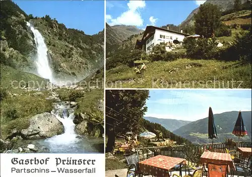 Partschins Merano Suedtirol Jausenstation Gasthof Pruenster Wasserfall Terrasse Kat. Merano