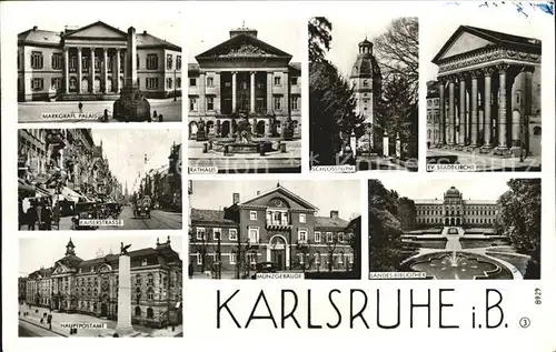 Karlsruhe Baden Schlossturm Rathaus Kaiserstrasse Palais Muenzgebaeude