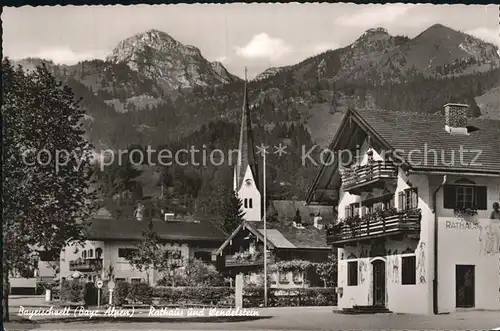 Bayrischzell Rathaus mit Wendelstein Kat. Bayrischzell