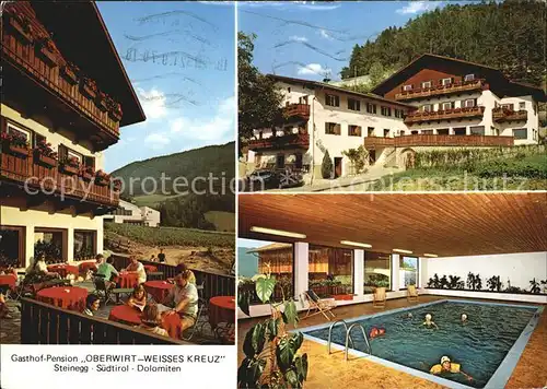 Steinegg Karneid Suedtirol Gasthof Pension Oberwirt Weisses Kreuz Terrasse Hallenbad Kat. 