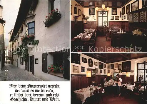 Brixen Suedtirol Restaurant Weinstube Finsterwirt Gastraum Kat. Bressanone