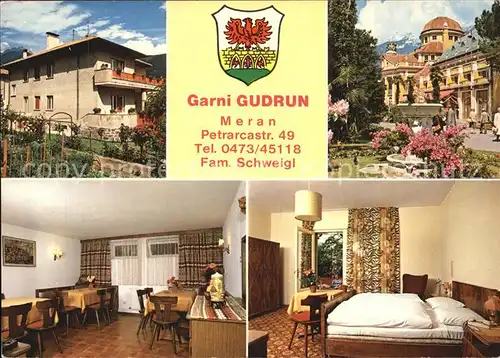 Meran Merano Hotel Garni Gudrun Gastraum Zimmer