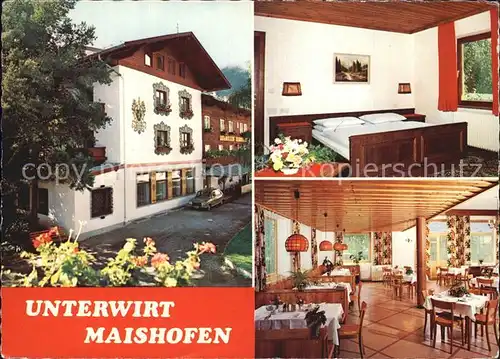 Maishofen Gasthof Unterwirt Zimmer Gastraum Kat. Maishofen Zell am See