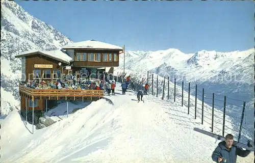 Saas Fee Bergsteigerheim Restaurant Laengfluh Winterpanorama Alpen Kat. Saas Fee