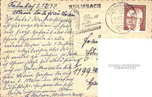 Kulmbach Plassenburg Burgtor mit Markgraf Christian Portal Kat. Kulmbach