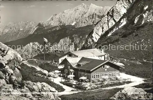 Grainau Hochalm gegen Wettersteinwandspitze und Karwendel Gebirgspanorama Huber Karte Nr 10519 Kat. Grainau