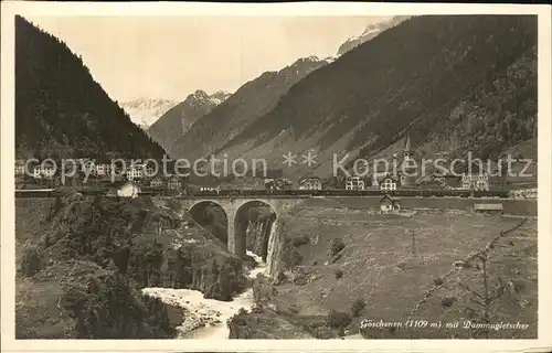 Goeschenen Panorama Eisenbahnbruecke Dammagletscher Urner Alpen Kat. Goeschenen