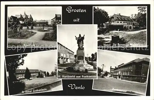 Venlo Rosarium Hotel De Bovenste Molen H Hartbeeld met Postkantoor St Jozef Ziekenhuis Kat. Venlo