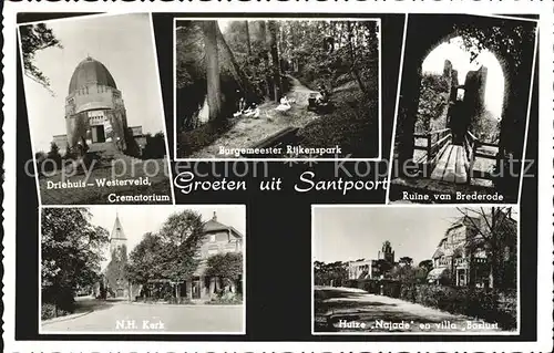 Santpoort Noord Driehuis Westerveld Crematorium Rijkenspark Ruine van Brederolde Huize Najade Villa Boslust Kerk Kat. Velsen