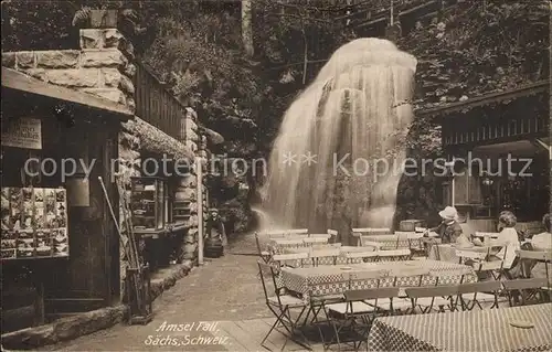 Rathen Saechsische Schweiz Amselfall Wasserfall Gaststaette Kat. Rathen Sachsen