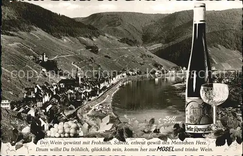 Zell Mosel Panorama Moseltal Trinkspruch Moselwein Kat. Zell (Mosel)