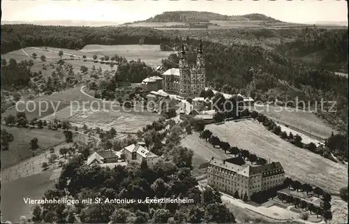 Vierzehnheiligen Basilika St Antoniusheim Exerzitienheim Fliegeraufnahme Kat. Bad Staffelstein