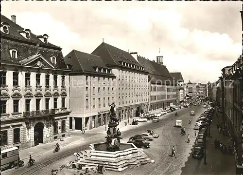 Augsburg Maximilianstrasse mit Herkulesbrunnen Schaezler Haus Palasthotel Drei Mohren Kat. Augsburg