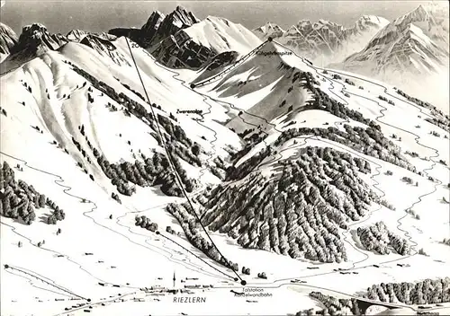 Kleinwalsertal Panoramakarte mit Riezlern Kat. Oesterreich