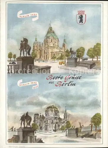 Berlin Dom 1933 und 1946 Kuenstlerkarte Kat. Berlin