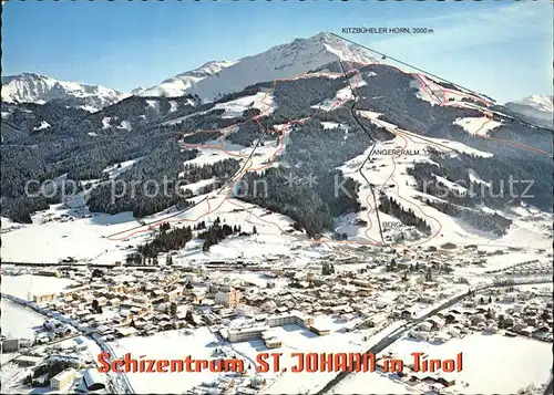 St Johann Tirol mit Skipisten Fliegeraufnahme Kat. St. Johann in Tirol
