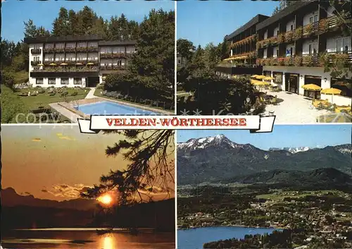 Velden Woerther See Fruehstueckspension Ferienparadies Swimming Pool Sonnenuntergang Alpenpanorama Kat. Velden am Woerther See