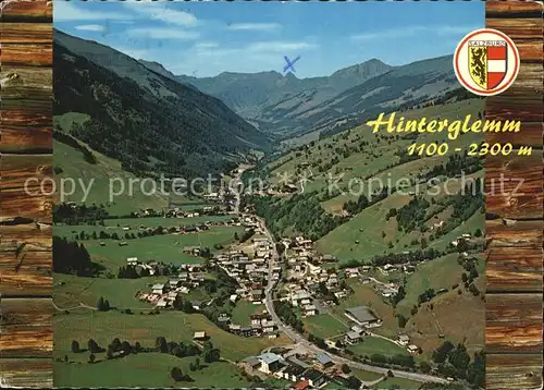 Hinterglemm Saalbach mit Talschluss Kitzbueheler Alpen Fliegeraufnahme