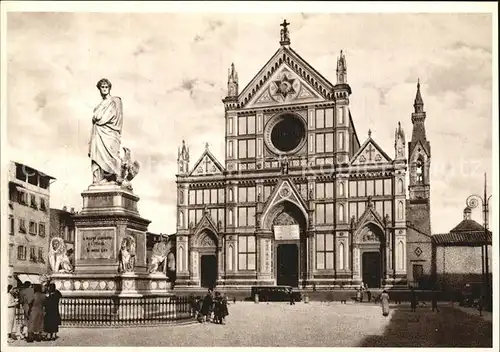 Firenze Toscana Basilica di S Croce e statua di Dante Basilika Dante Denkmal Kat. Firenze
