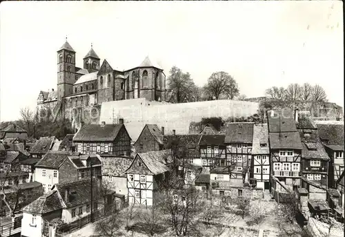 Quedlinburg Burgberg mit Stiftskirche Stadtmauer Altstadt Kat. Quedlinburg