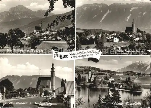Anger Chiemgau Ortsansicht mit Kirche Marktplatz Kloster Hoeglwoerth Berchtesgadener Alpen