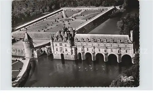 Chenonceaux Indre et Loire Chateau sur le Cher Tour des Marques et les Jardins vue aerienne Kat. Chenonceaux