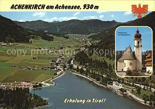 Achenkirch Pfarrkirche Ortszentrum Fliegeraufnahme Kat. Achenkirch am Achensee