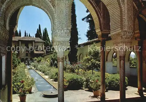 Granada Andalucia Generalife Bogengaenge im Bewaesserungshof Kat. Granada