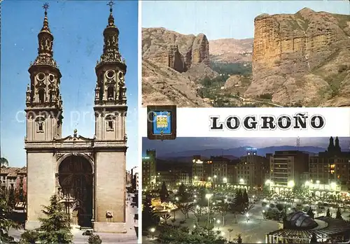 Logrono Kirche Nachtansicht Berge Kat. Logrono