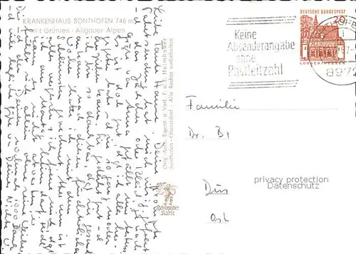 Sonthofen Oberallgaeu Krankenhaus Kat. Sonthofen