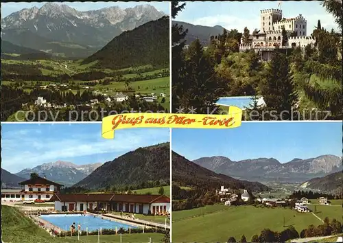 Itter Tirol Schloss Freibad Panorama Gesamtansicht Kat. Itter